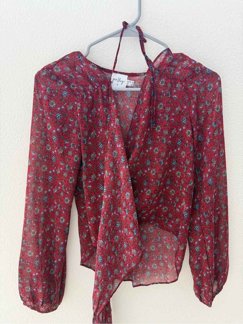 Princess Polly Red Floral Longsleeve Blouse